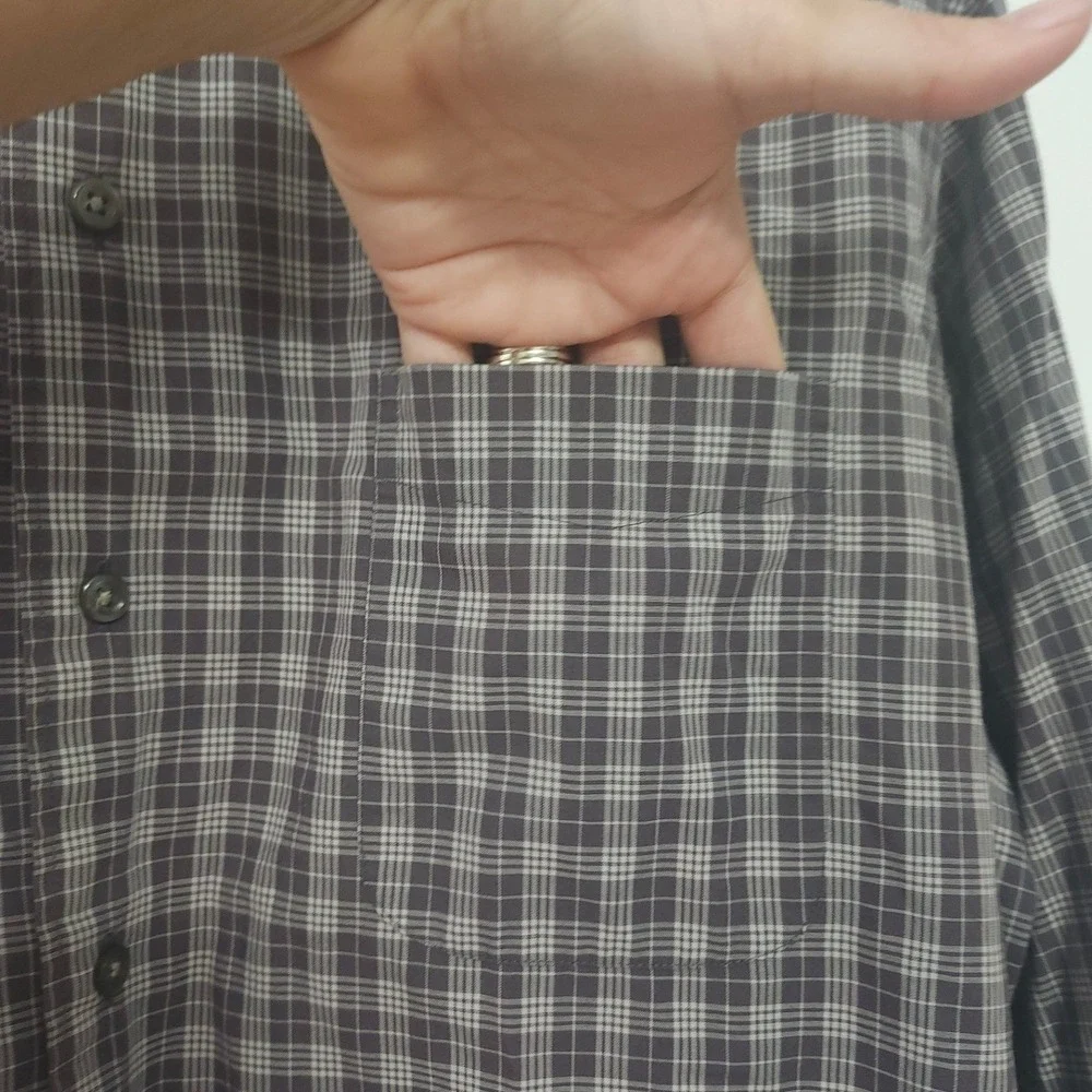 Dockers Men Button Down Plaid Long Sleeve Stain Defender Large Neck 16 16.5